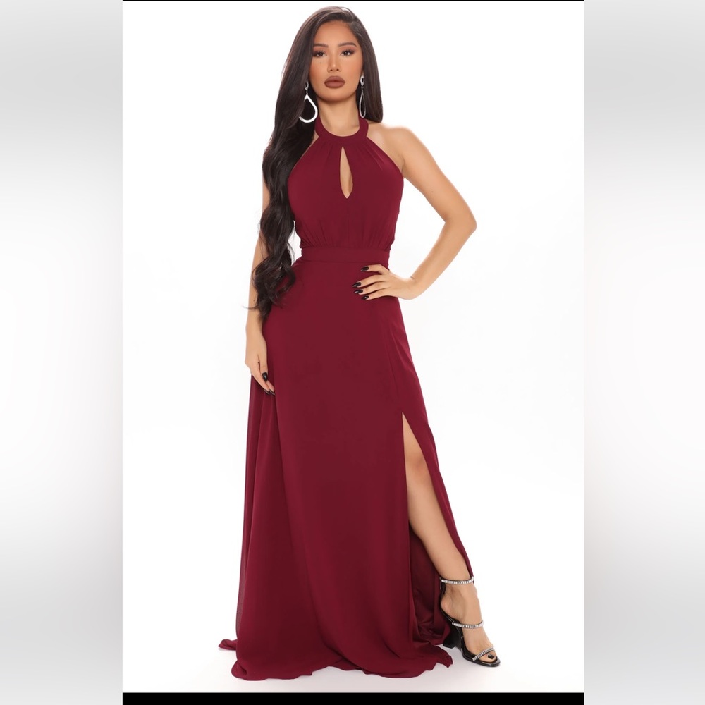 Fashion Nova Love All Of You Maxi Dress, Size Large, Burgandy